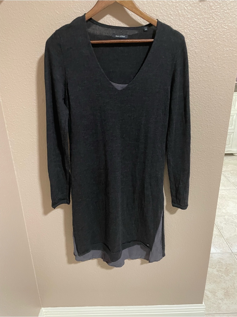 Marc O'Polo Black Merino V-Neck Sweater Tunic Dress